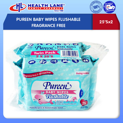 PUREEN BABY WIPES FLUSHABLE FRAGRANCE FREE (25'Sx2)